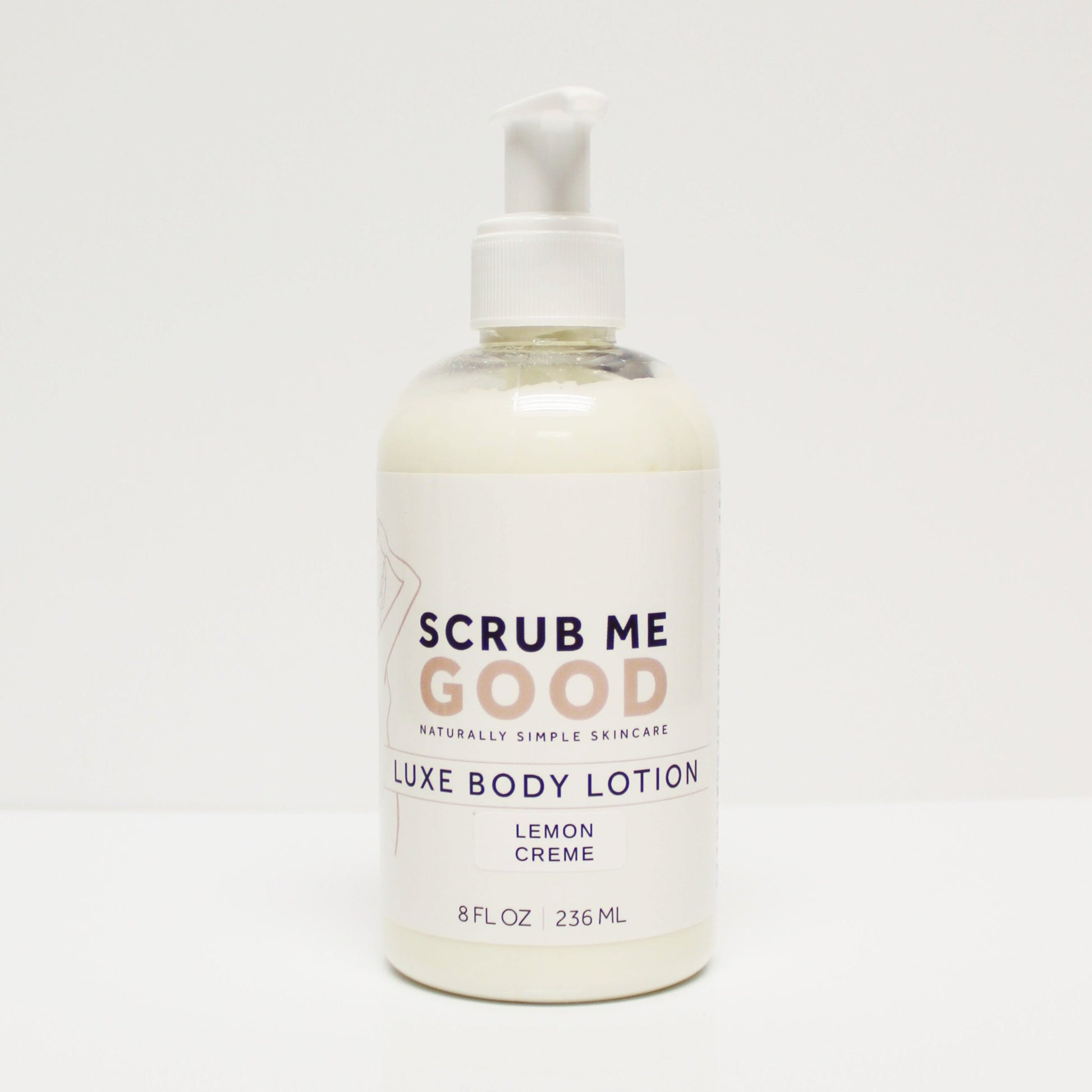 Lemon Crème Luxe Body Lotion by Scrub Me Good – 8 oz bottle with Shea Butter, Jojoba Oil, and MN Grown Cold Pressed Sunflower Oil