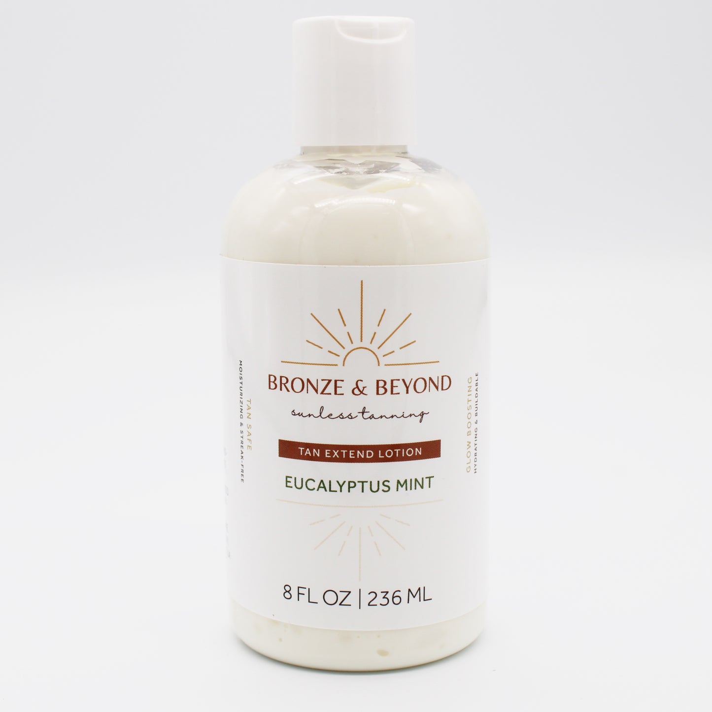 Bottle of Bronze & Beyond tan extend lotion on a white background