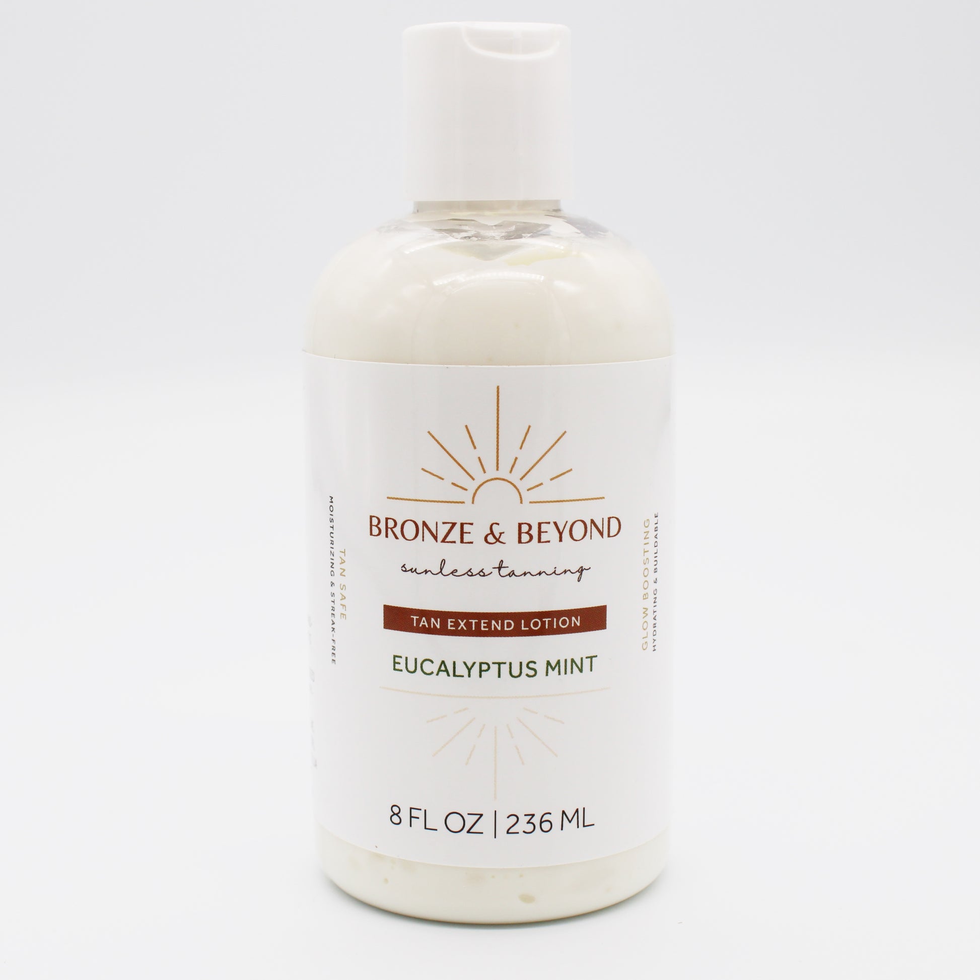 Bottle of Bronze & Beyond tan extend lotion on a white background