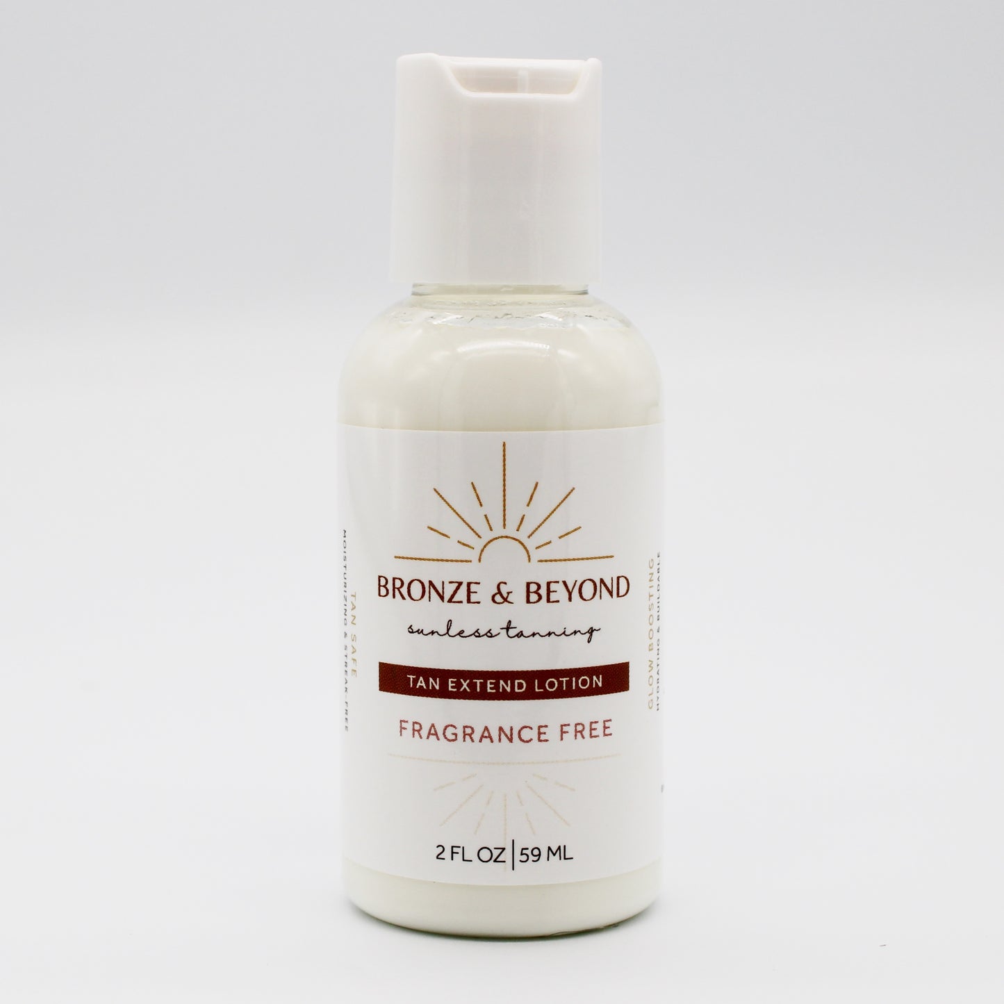 Bottle of Bronze & Beyond tan extend lotion on a white background