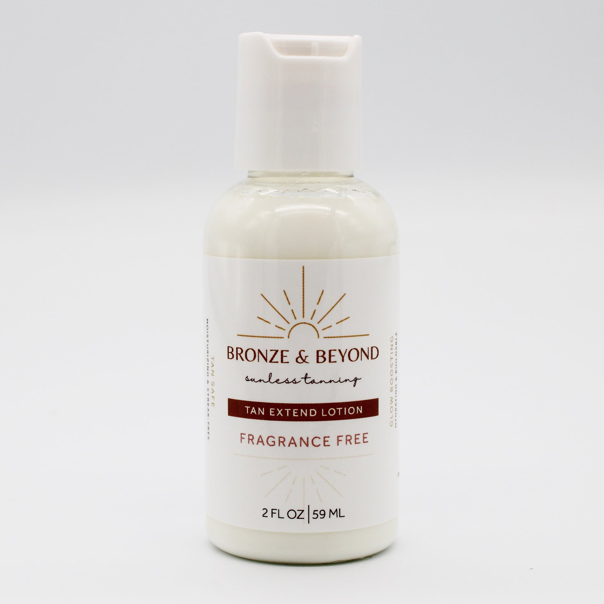 Bottle of Bronze & Beyond tan extend lotion on a white background