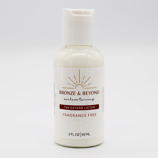 Bottle of Bronze & Beyond tan extend lotion on a white background