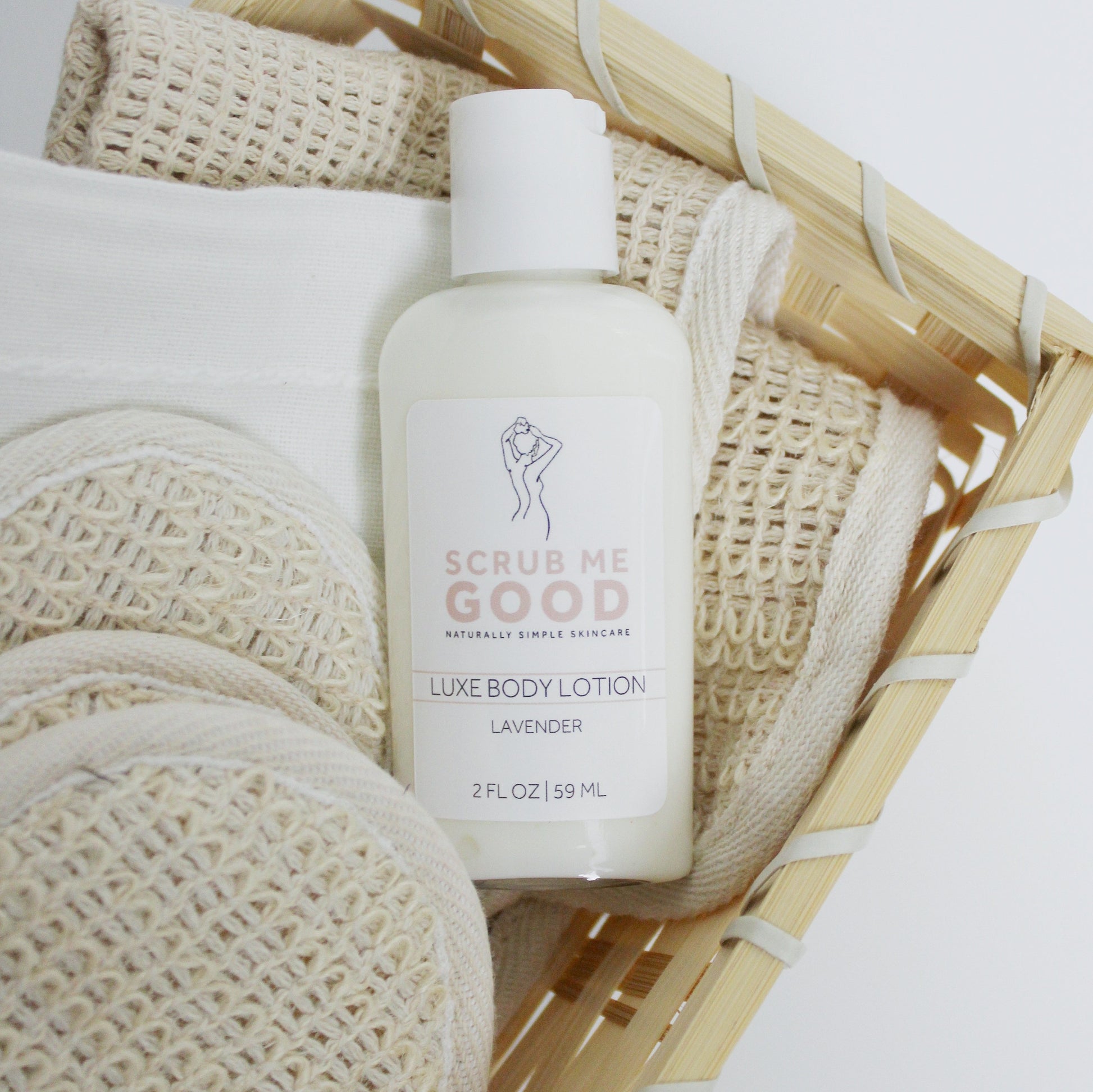 Lavender luxe body lotion mini on cozy flatlay