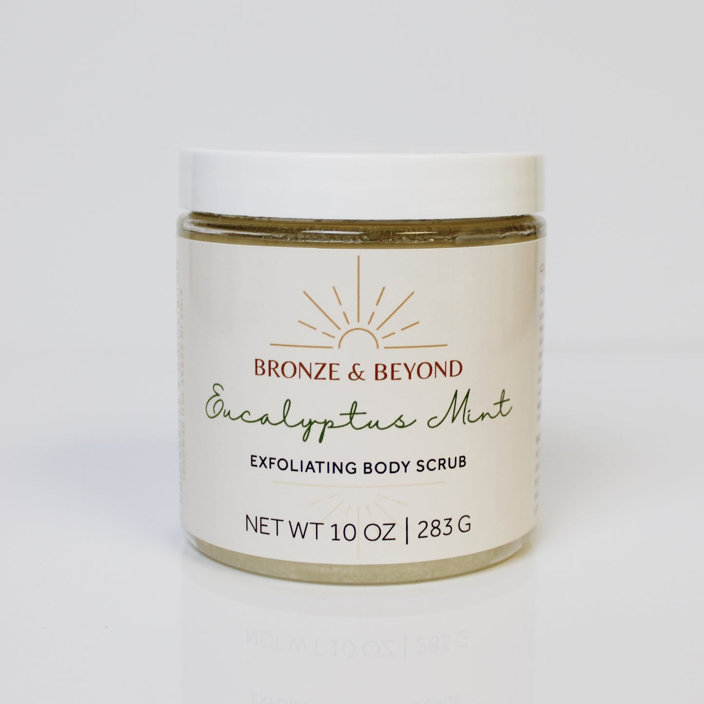 Eucalyptus mint exfoliating body scrub on white backround